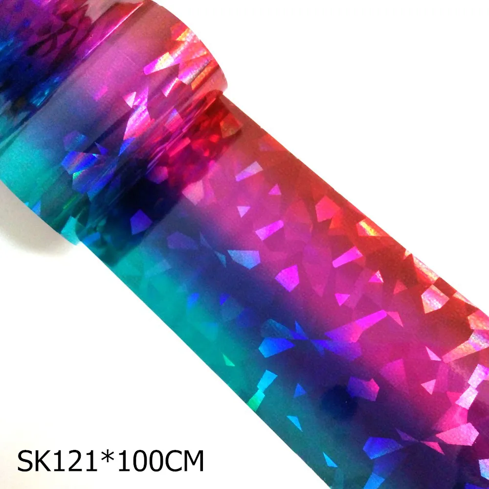 SK121 100 см/шт. голографическая разбитая стеклянная Фольга для перевода на ногти голографическая черная наклейка для ногтей легкие DIY лазерные советы для дизайна ногтей - Цвет: SK121