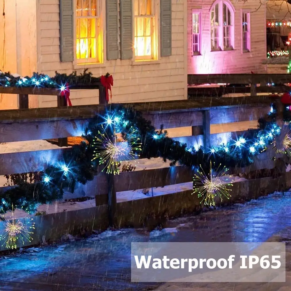 Рождественская сказочная гирлянда из медной проволоки фейерверк 200 светодиодный