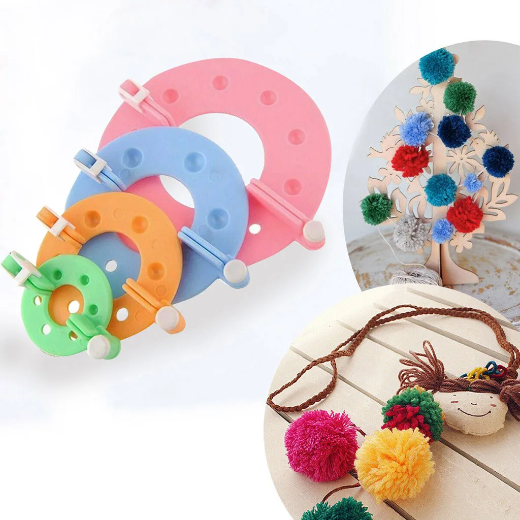 Помпоном 4 размера Пластик Пом чайник и майка с помпонами ткацкая игла Вязание