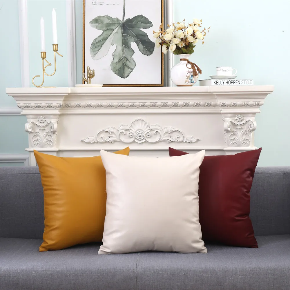 Free Shipping 45X45/60x60cm Artificial Leather Cushion Cover