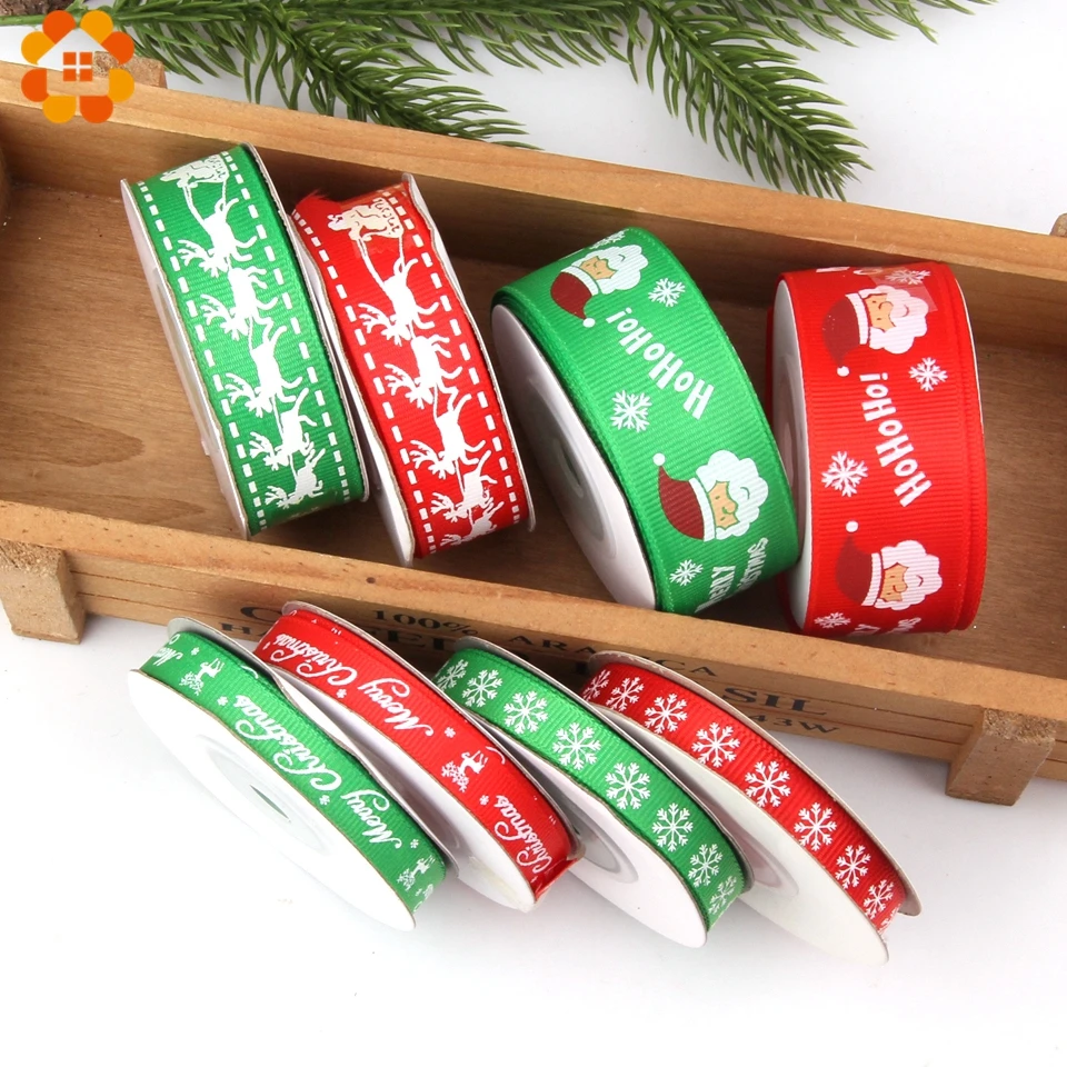10 ярдов Рождественская яркая атласная лента упаковочная DIY ремесла подарочная