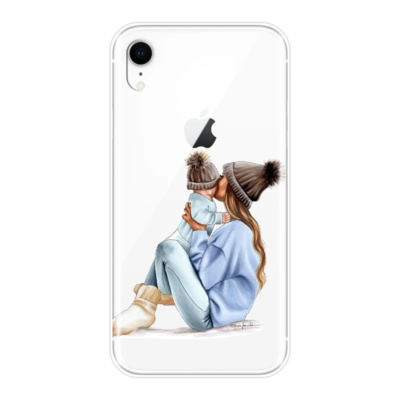 

For iPhone 6 S 6S 7 8 X XR XS Max Case Silicone Black Girl Baby Women Mom Soft Cover For Apple iPhone 8 7 6S 6 S Plus Phone Case
