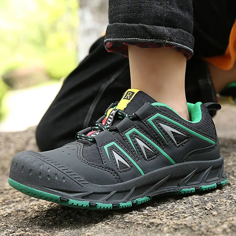 Fashion Spring Hiking Shoes Boy Girls Outdoor Shoes Teenagers Children Shoes Climbing Sneakers Leather Non-slip Sport Shose Kids