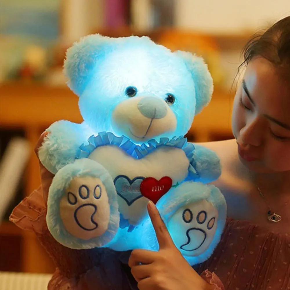 Valentine'S Day Soft Love Glowing Teddy Bear Stuffed Plush Toys Romantic Luminous Birthday Girlfriend Decorations | Дом и сад