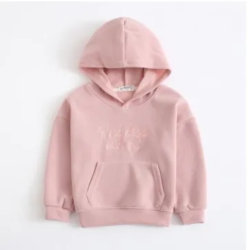pink Модные Детские свитера для мальчиков и девочек Новые короткие детские толстовки с капюшоном с Осенняя детская одежда с буквенным принтом толстовки с капюшоном рисунком BC775 - Цвет: pink