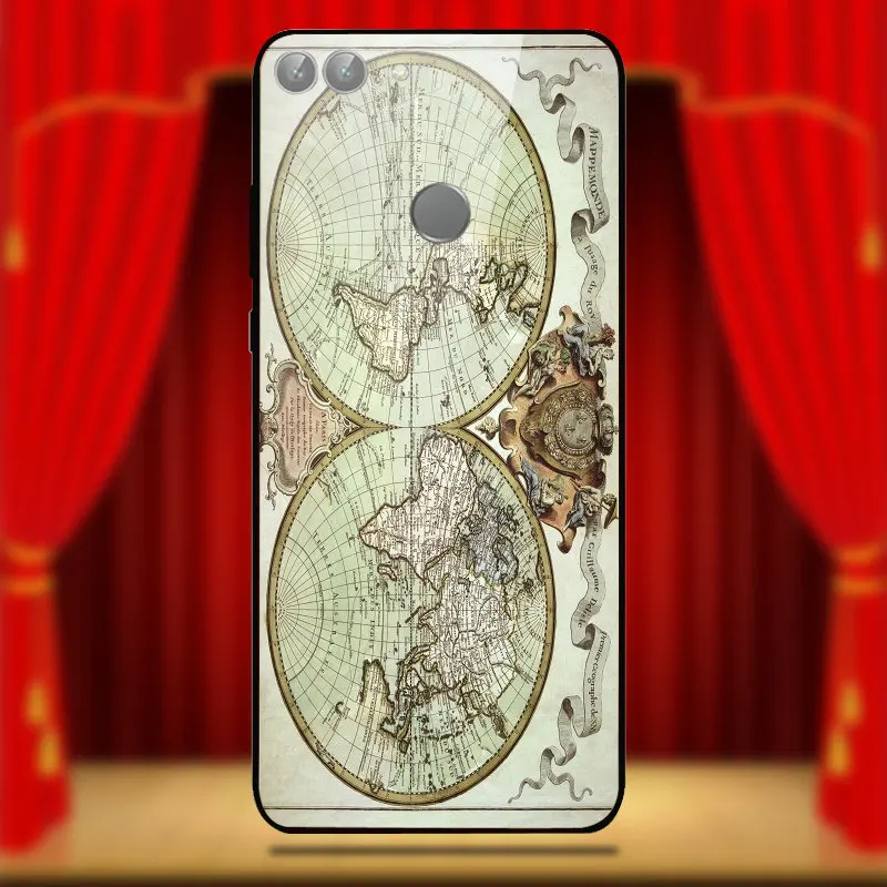 Ретро старинные карты мира закаленное стекло мобильный телефон чехлы для Huawei Honor
