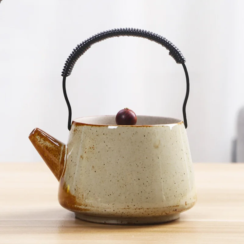 

Stoneware Loop-Handled Teapot Teapot Ceramic Home Single Teapot Retro Nostalgic Japanese Kung Fu Teapot Set Tea Kettle tea pot