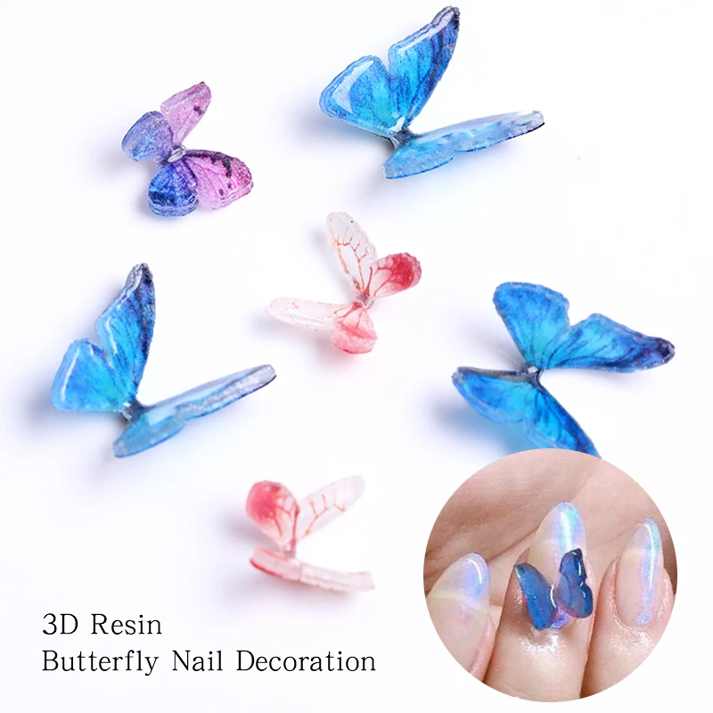1 шт. украшения для дизайна ногтей в виде бабочек из смолы 3D | Красота и здоровье