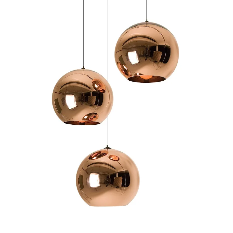 

Современный подвесной светильник с зеркальным покрытием и стеклянными шариками, лампа в скандинавском стиле с шариками медного цвета, свет...