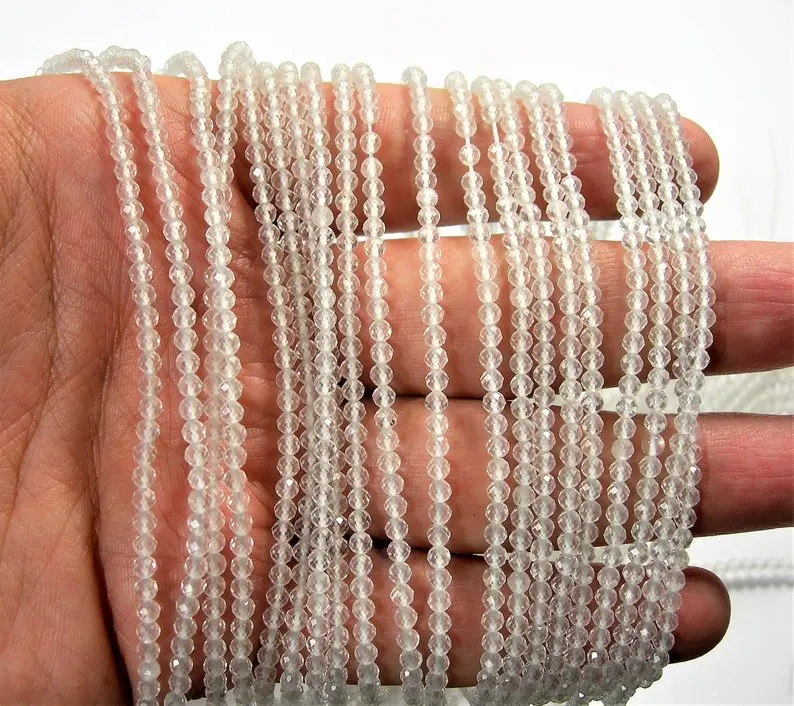 

Natural Clear Quartz Crystal Beads Micro Faceted Beads 2mm 3mm 4mm Faceted Gem Spacer Beads,Small Tiny Beads,1string of 15.5"