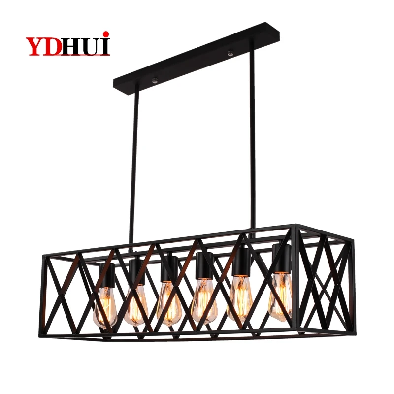 

modern black birdcage pendant lights iron box retro light loft metal cage hanging lighting lamp