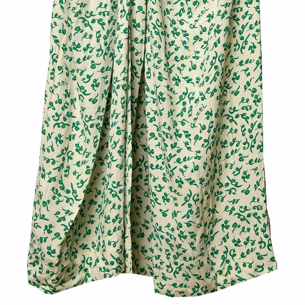 

Women Skirt 2021 Spring and Summer Skirt High-Waisted Green Leaf Print Midi Skirt