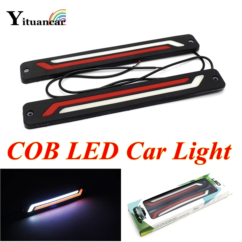 

Yituancar 2Pcs 22.5CM COB LED DRL Daytime Running Lights Bar White DC12V Waterproof Flexible Car Styling Day Fog Lamp With Stick