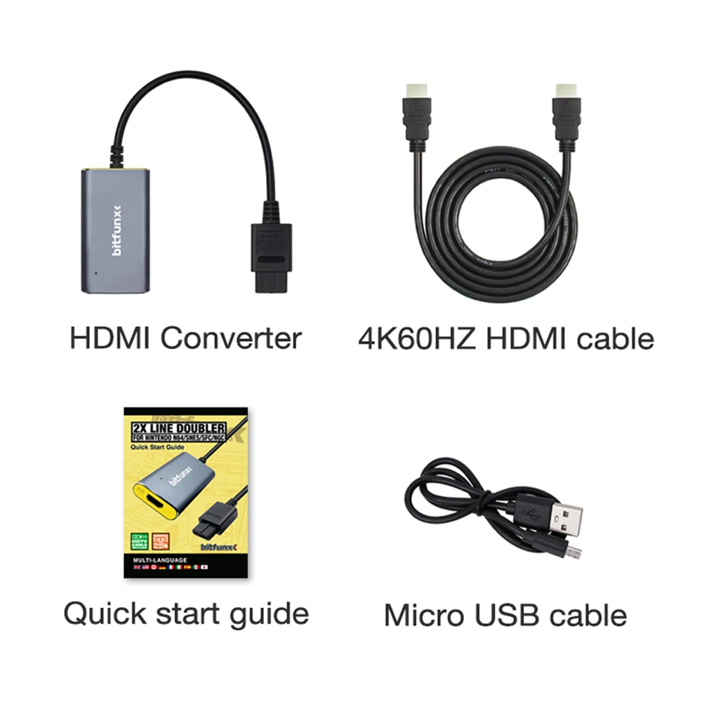 

Bitfunx High Quality N64 HDMI Adapter 2X Line Doubler for Nintendo 64 N64/SFC/NGC/SNES Retro Gaming Console S-video/Composite