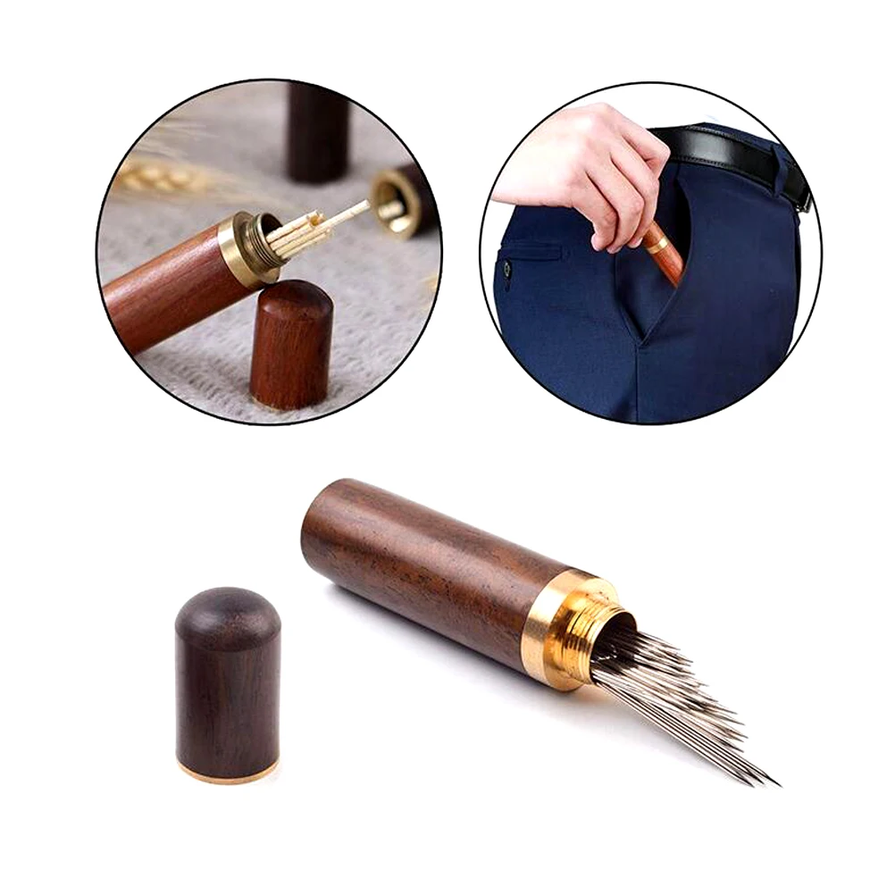 

Needle Tube Wooden Needle Storage Tube with Smooth Touch Sewing Supplies