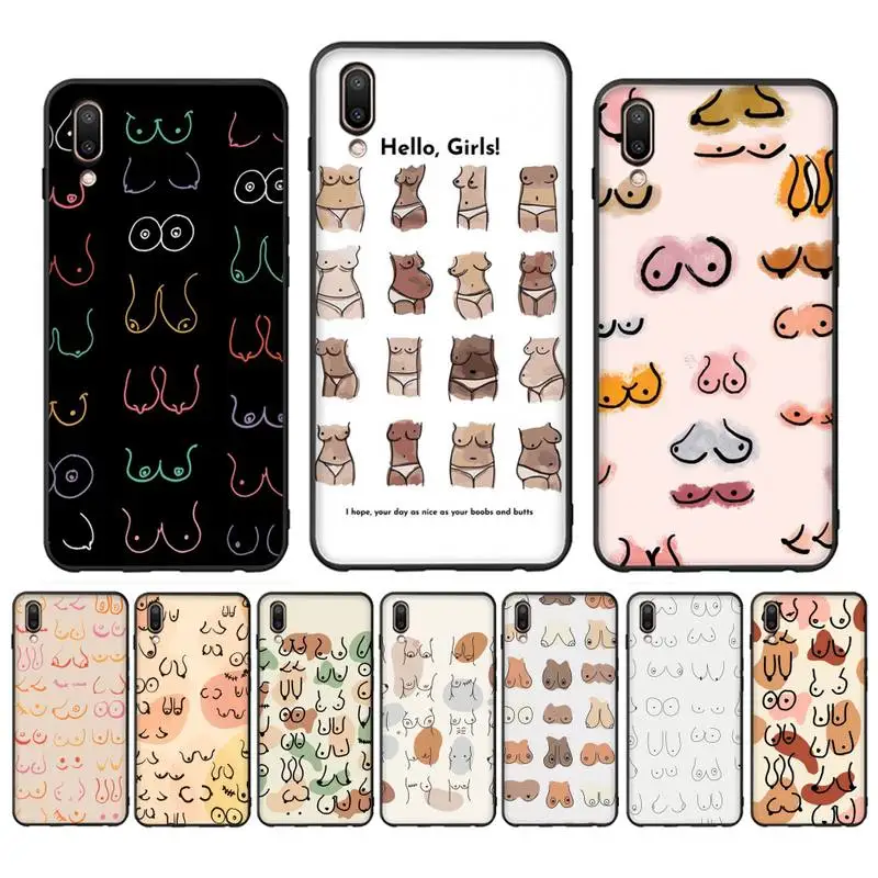 

Boobs Art Print Phone Case Case For Oppo Reno Realme C3 6Pro Cover For vivo Y91C Y17 Y19 Funda Capa