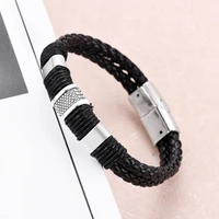 leather braided metal bracelet mens and womens bracelets new fashion accessories party jewelry
