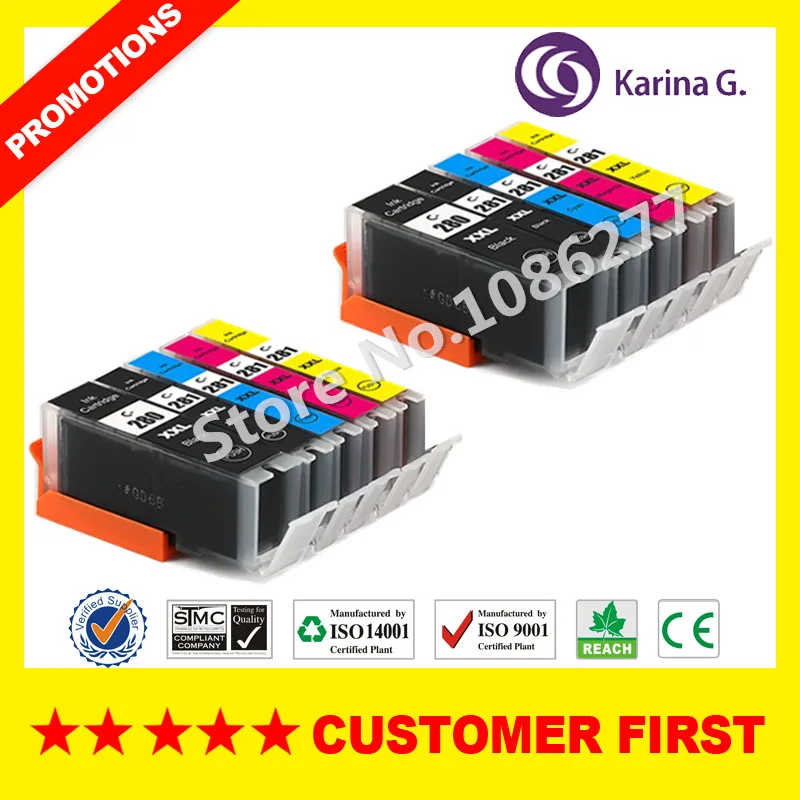 Совместимый с Canon PGI280 CLI281 PGI-280 CLI-281 картридж для PIXMA TR7520 TR8520 TS6120 TS8120 TS9120 и т. Д. |
