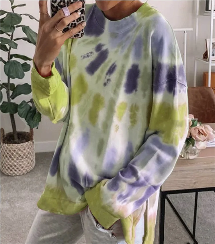 

2021 Winter Cotton Spring Women Plus Sizes Large Big Loose Colors Vintage Leopard Colors T Shirts Tops Full Long Sleeve