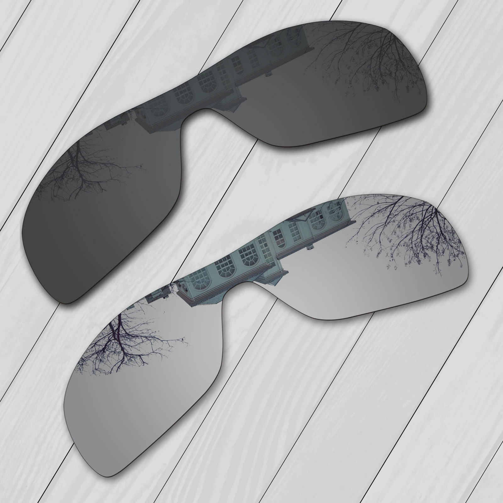 E.O.S 2 Pieces Black & Silver Polarized Replacement Lenses for Oakley Dart Sunglasses