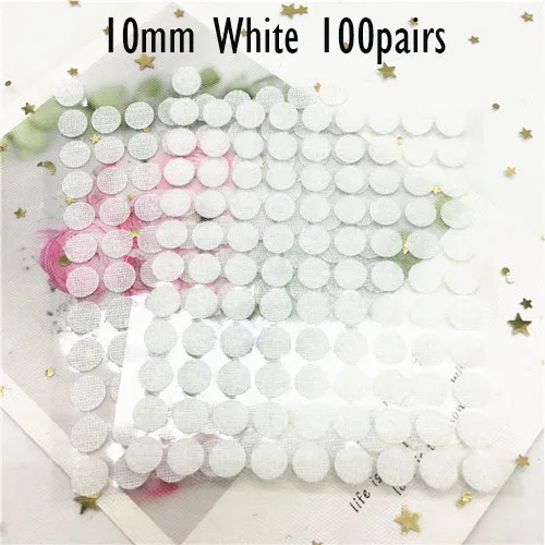 White 10mm 100Pairs 10/15/20/25/30 мм самоклеящаяся крепежная лента на застежке-липучке, сильный клей Magic Стикеры белая дисковая черные монеты на застежке-липучке лента для домашнего Применение - Цвет: White 10mm 100Pairs