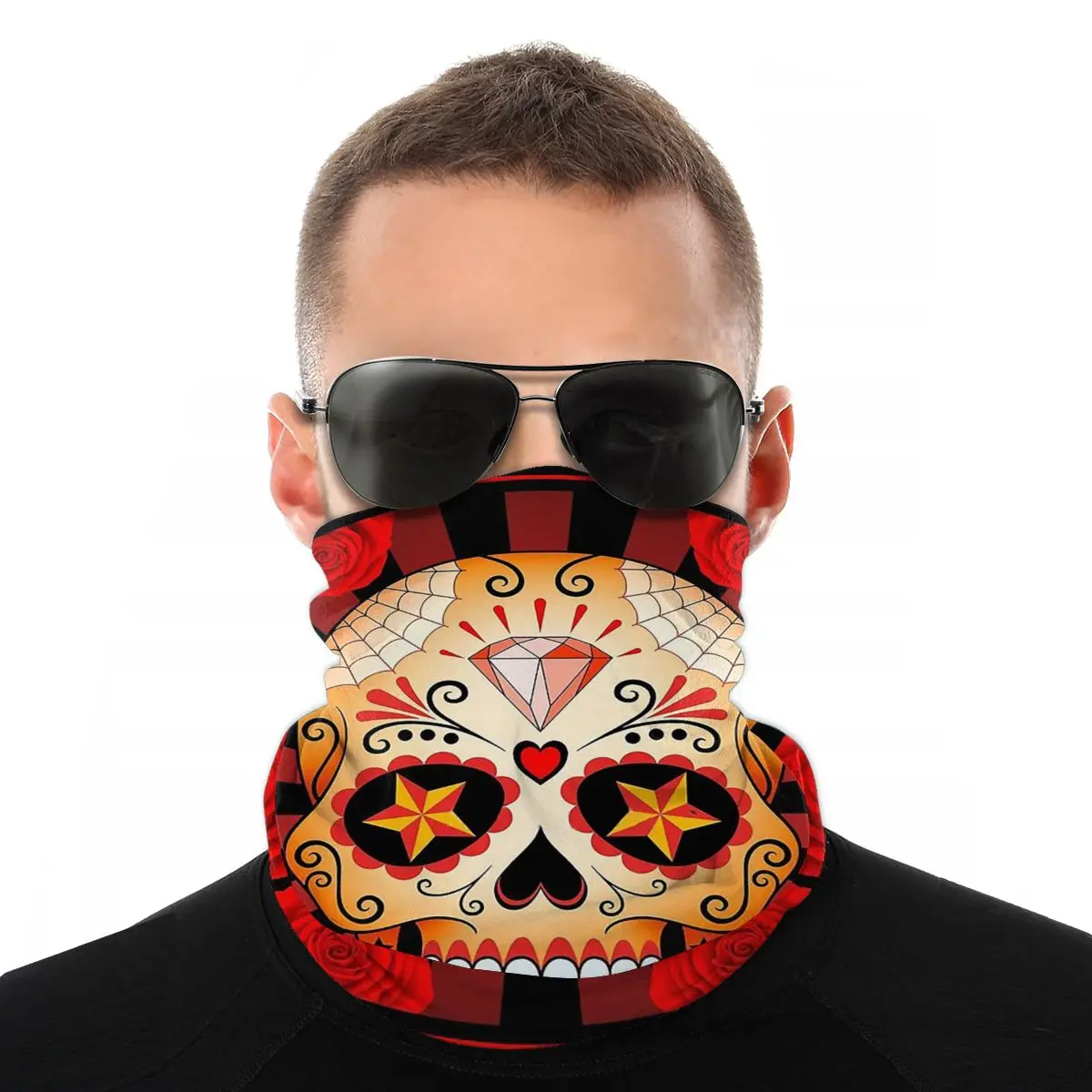 Волшебный шарф с красным сахаром череп розами маска на половину лица для