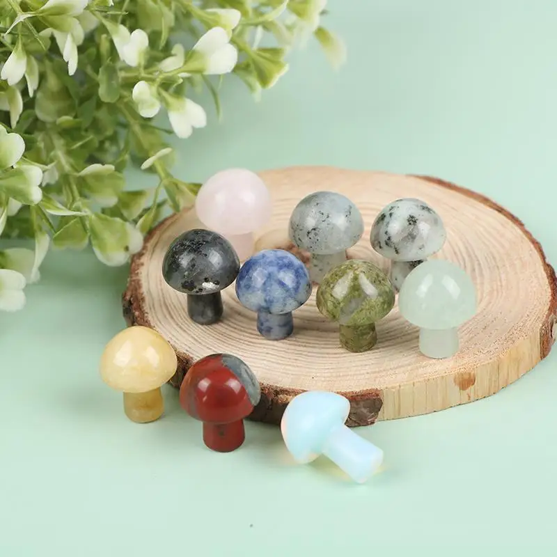 

1/ 5PCS Mini Natural Quartz Gemstone Carving Crafts Crystal Mushrooms Decor