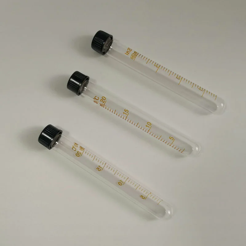 

10Pcs/Lot 20ml Glass Graduated Test Tube Screw Top Glass Centrifuge Tube With Black Screw Cap Round Bottom