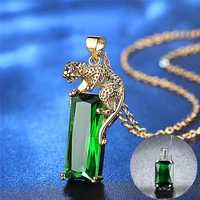 new fashion handmade 2 styles green gem women gift leopard pendant cubic zirconia necklace fine jewelry