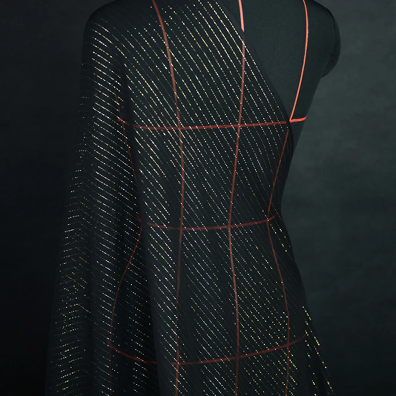 100 см * 114 черный шелк жоржет шифон металлический жаккардовый ткань для шарфы|silk