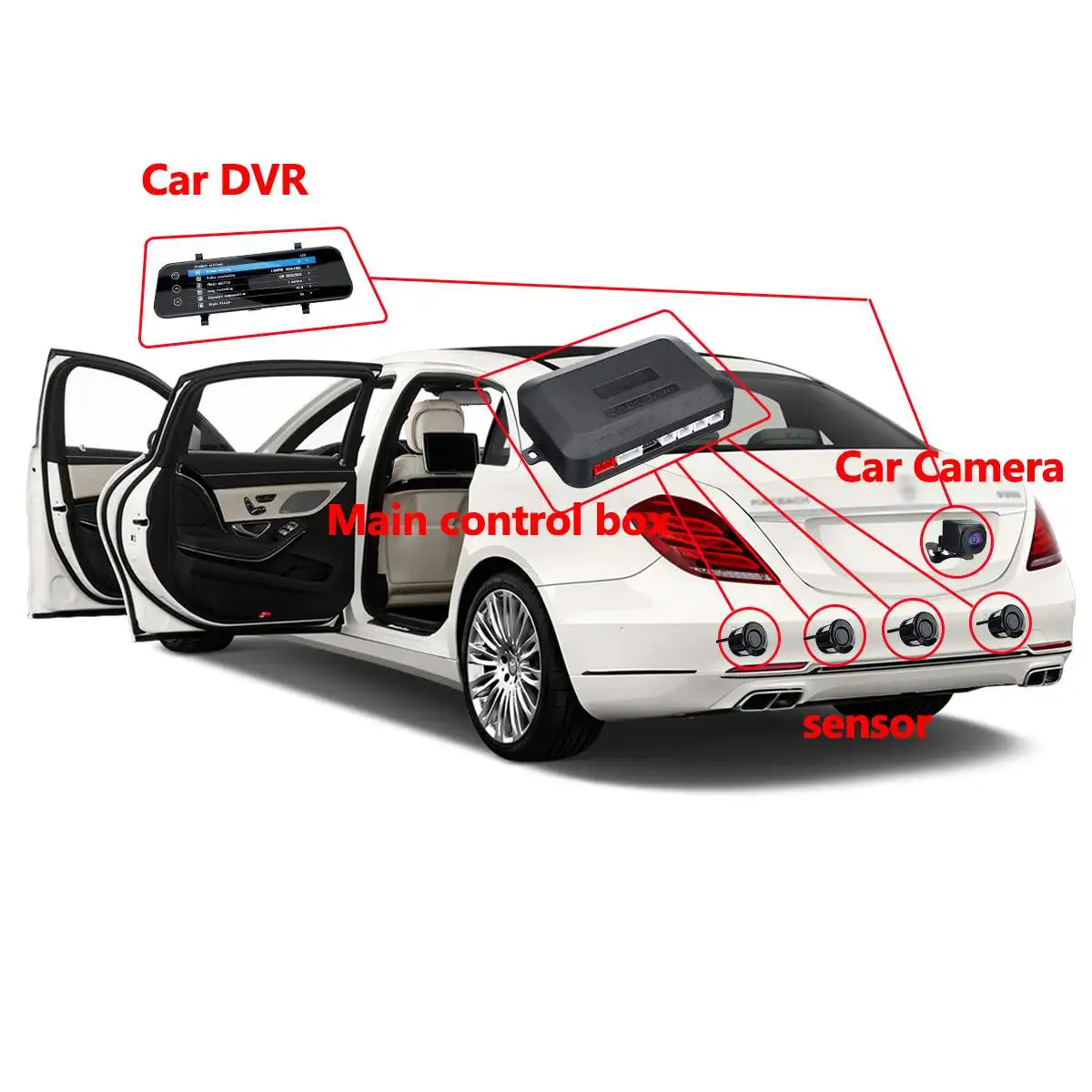 Поток зеркало заднего вида автомобиля dvr камера 1080P 9,35 ''автомобиль обратный радарный датчик парковки слепое пятно обнаружения системы парктроник авто