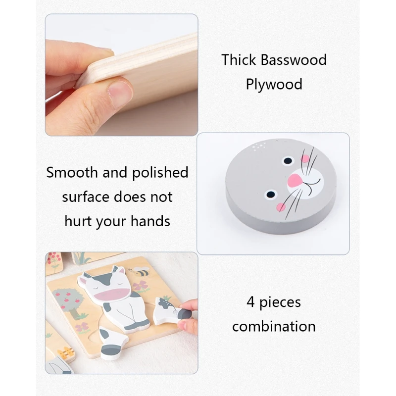 

Three-dimensional Puzzle Toy Animal Early Childhood Educational Ducational Toys 3D Design Animal DIY Learning Toys