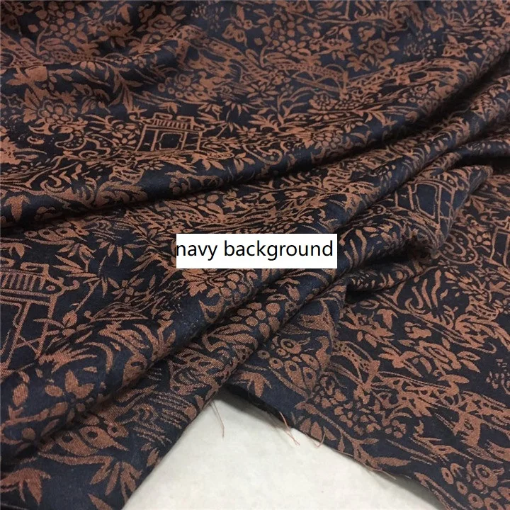 Бесплатная доставка 100% ткань из жаккардовой вискозы темно-синий фон с цветами