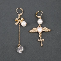 anime jewelry card captor cardcaptor sakura earrings crystal heart wing pearls earrings for women girl party jewelry 1