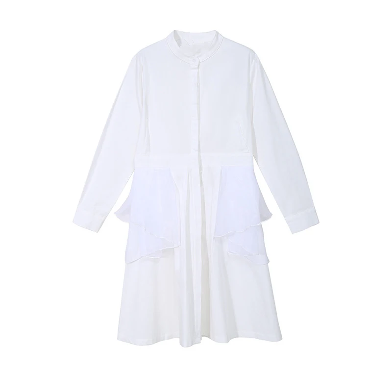 XITAO лоскутное Сетчатое повседневное однобортное платье для женщин 2020 Весенняя