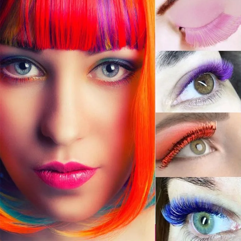 

5d Colorful False Eyelashes Faux Mink Lashes Color Pink Blue Yellow Green Fake Eyelash Fluffy Soft Cilias Halloween Eye Makeup