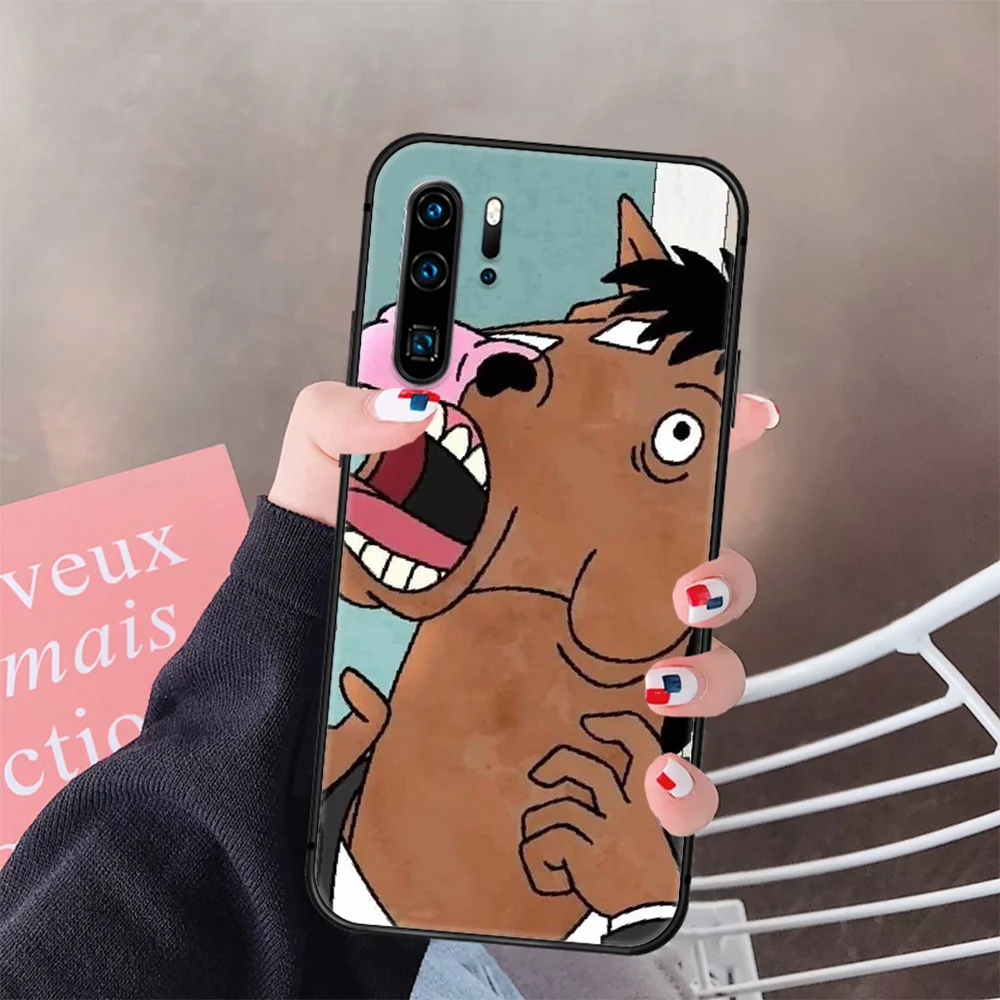 

Bo Jack Horse Man Phone Case Cover Hull For Huawei P8 P9 P10 P20 P30 P40 Lite Pro Plus Smart Z 2019 black Coque 3D Hoesjes