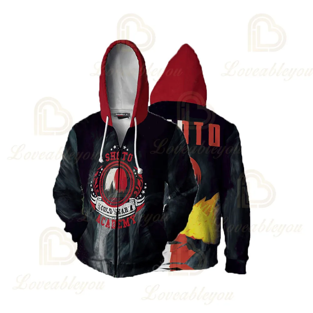

High Quality Zipper Boku No My Hero Academia Midoriya Hoodies Izuku Todoroki Shoto Cosplay Costume Men Sweatshirt Jackets Coat