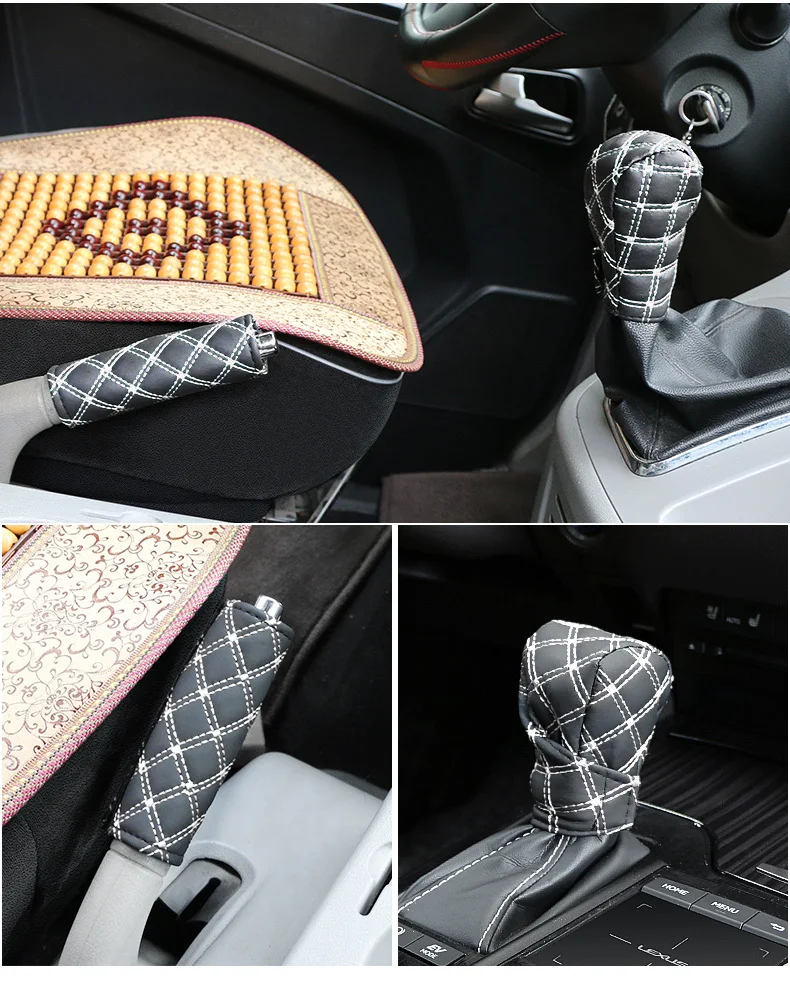 

Two-Piece Red Wine Gear Set For Automobile Automobile Handbrake Gear Set 2-Piece Manual Gear Handle Cover Automobile Interior