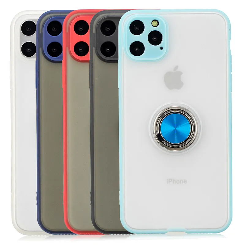 Для Apple iphone 11 Pro Max чехол с кольцом-подставкой Прозрачный матовый защитный для iPhone