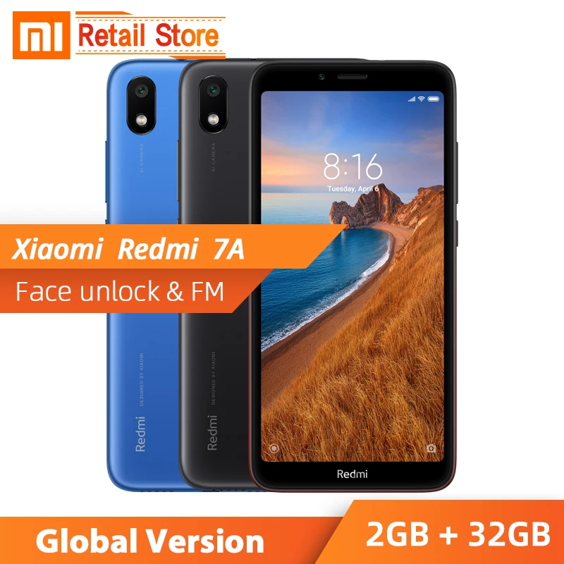 Глобальная версия Xiaomi Redmi 7A Redmi7A 2 ГБ 32 Snapdargon 439 восьмиядерный смартфон телефон 5 45