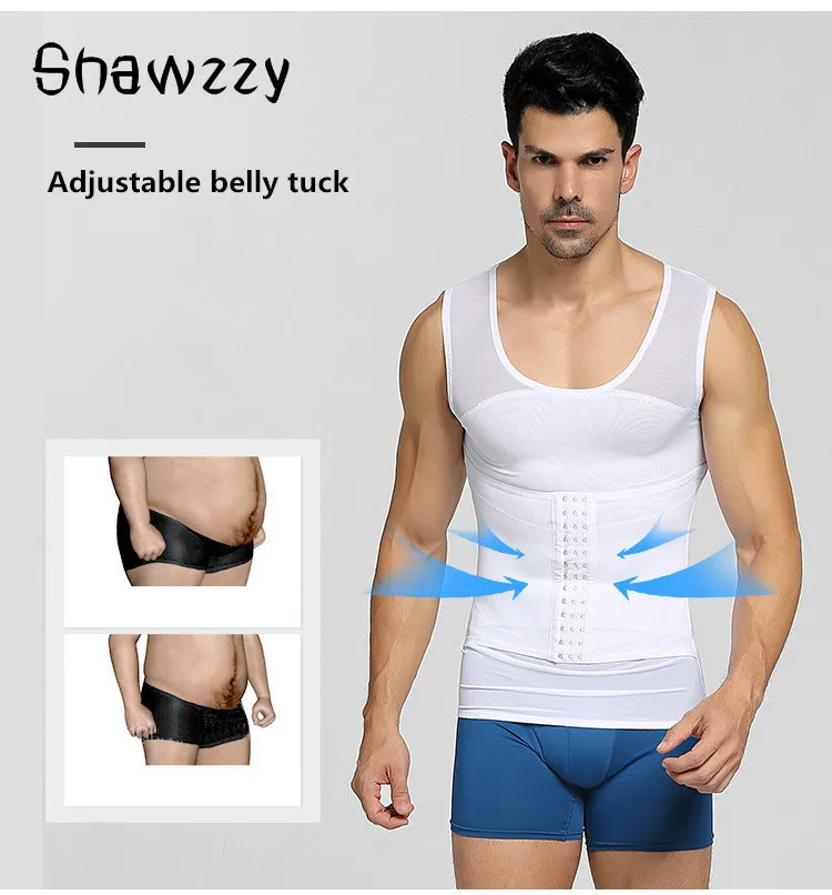 

Men's Slimming Shaper Posture Vest Male Belly Abdomen For Corrector Compression Body Building Fat Burn Chest Tummy Shirt Corset
