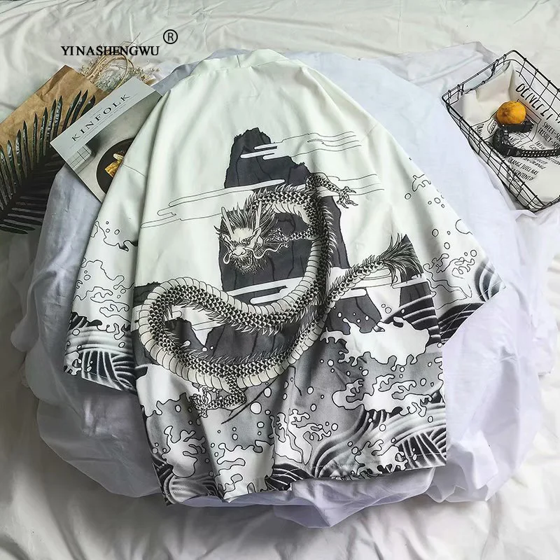 Японское кимоно для мужчин и женщин юката хаори Харадзюку кардиган азиатская