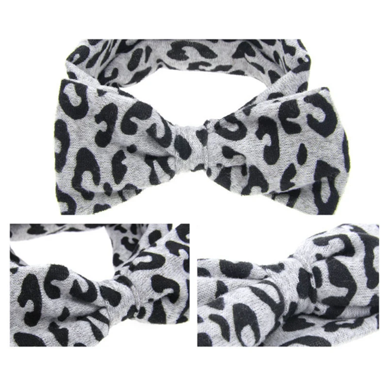 

Roccina Hot Sale Baby Hair Accessories Leopard Big Bow Children Headbands Elastic Rabbit Ears Girls Headband Newborn Baby Turban