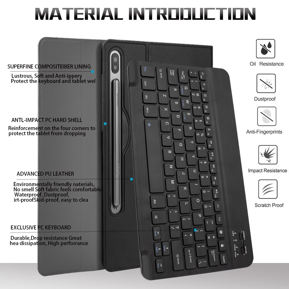 US клавиатура чехол для Samsung Galaxy Tab S6 10,5 дюймов SM-T860 T865 чехол из искусственной кожи с откидной крышкой подставкой bluetooth-клавиатура для планшета чехол