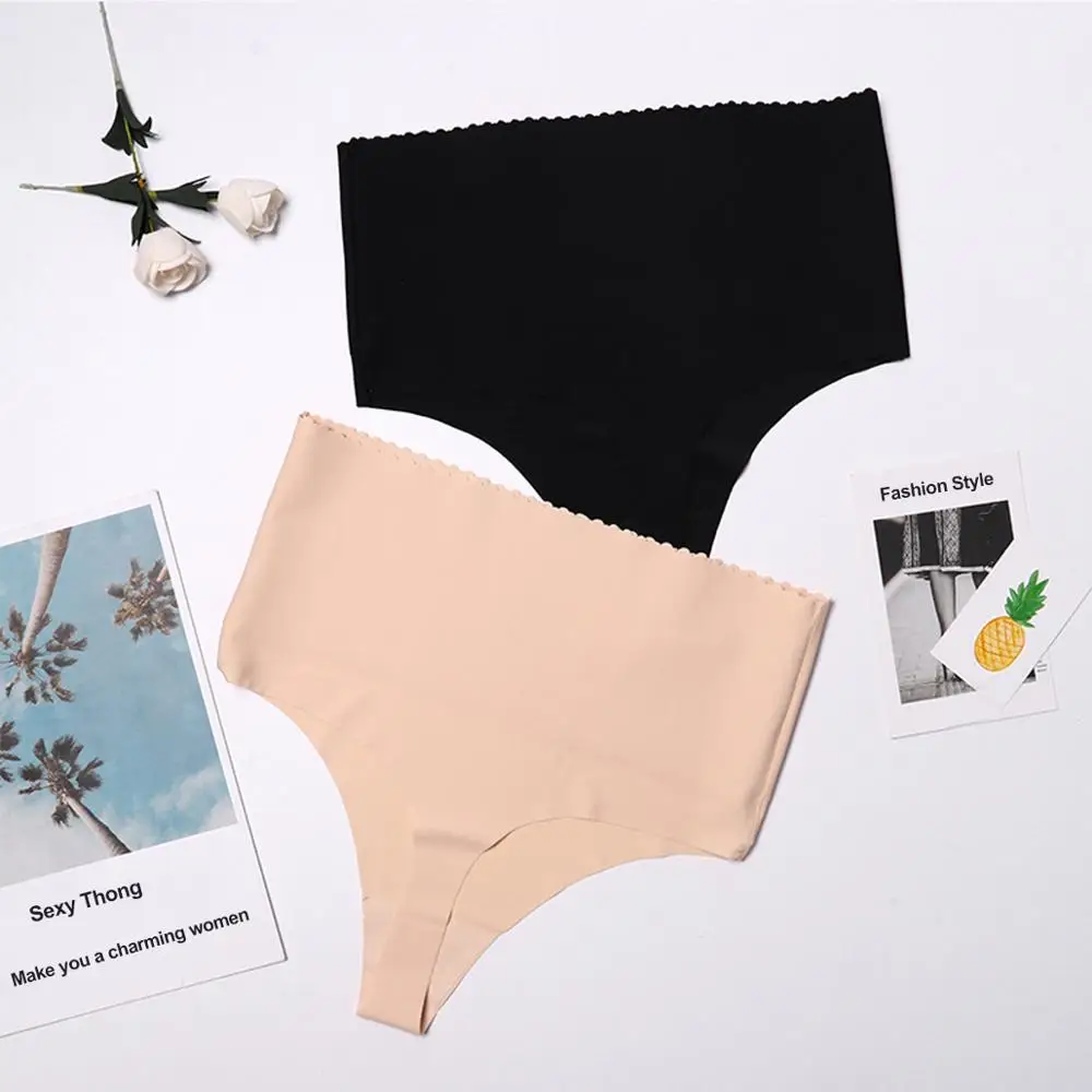 Женское нижнее белье с высокой талией сексуальные бесшовные трусики-стринги для
