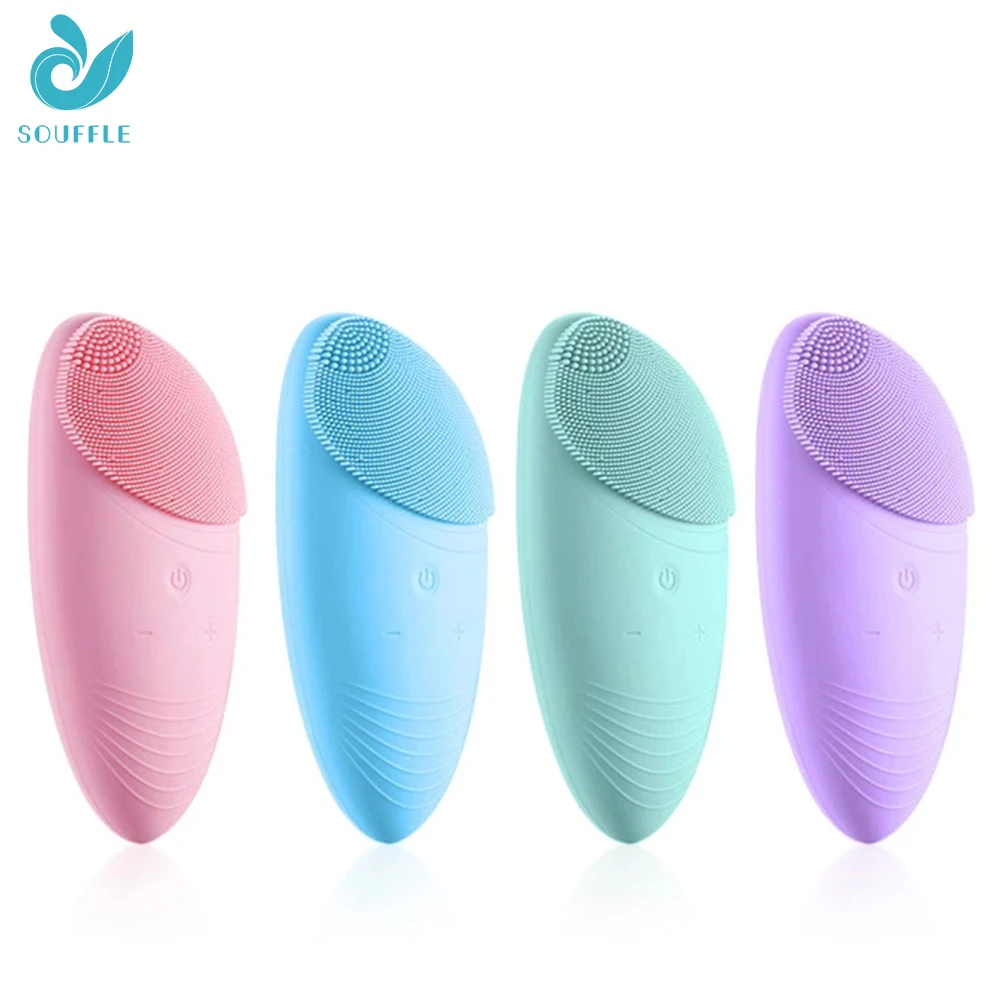 

Электрическая силиконовая щетка для чистки лица Souffle, USB зарядное устройство для очистки лица, глубокое очищение пор, инструмент для ухода з...