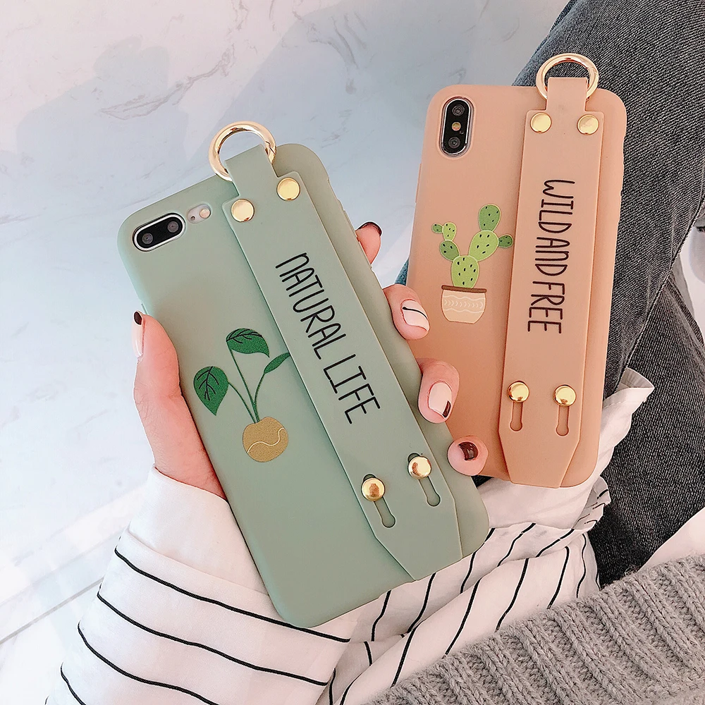 Стильный милый чехол для телефона с надписью «кактус» для iphone 11Pro Max XS MAX XR X 8 7 6 6s plus, мягкий чехол с кронштейном на запястье
