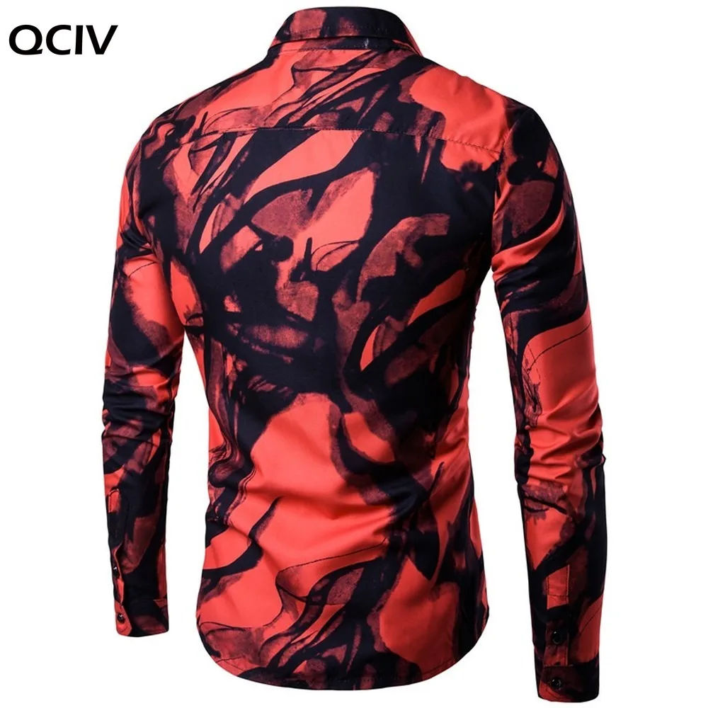 

Men Shirts Luxury Brand Long Sleeve Tops Fashion Ink Printed Slim fit Casual Shirts China Style Men's Clothing
