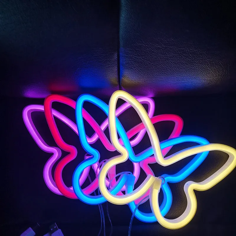 Неоновая вывеска-бабочка светодиодный неоновый ночник настенный светильник